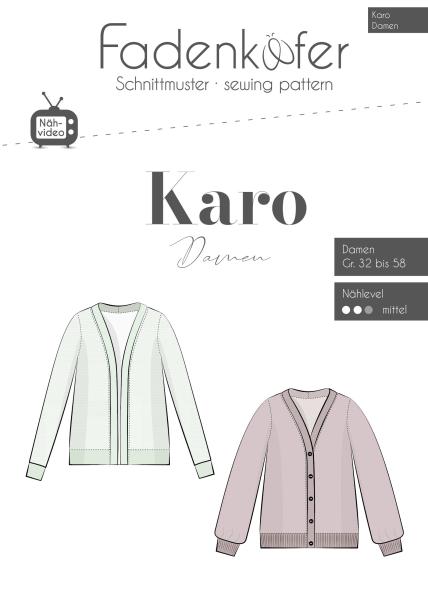 Fadenkäfer Papierschnittmuster Karo Damen Strickjacke